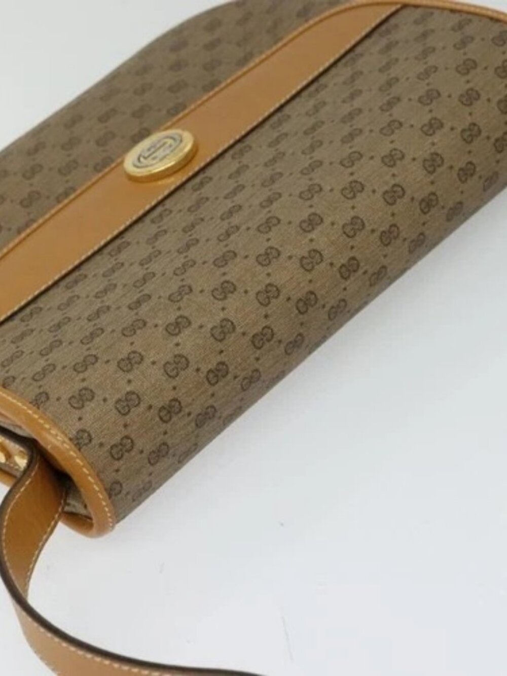GUCCI Micro GG Supreme Shoulder Bag PVC Brown Gold Auth BA959 - Picture 6 of 16